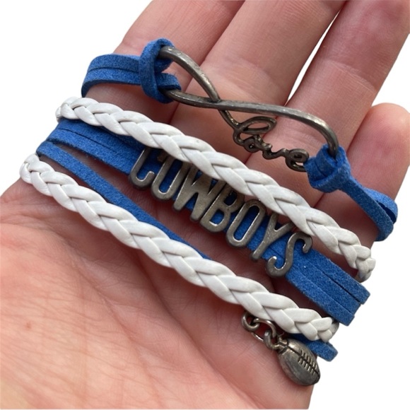 Dallas Cowboys Charm Bracelet - Blue & White, Multi-Layer, Infinity Design - Picture 2 of 4